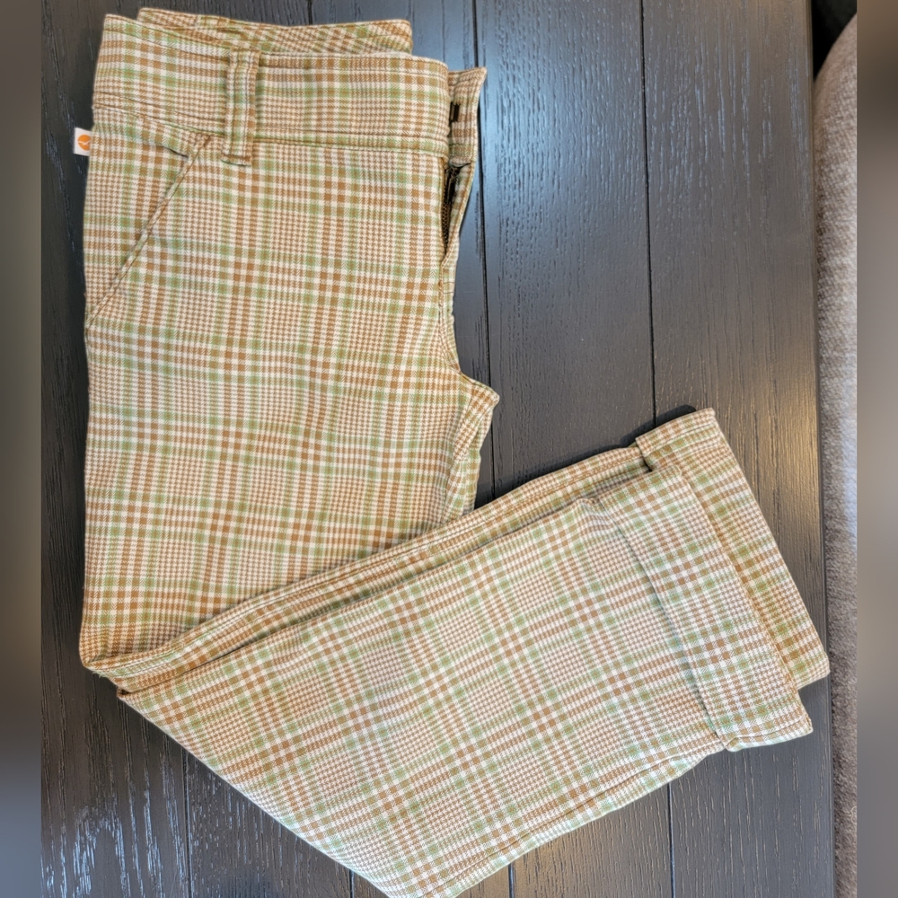 HOLLISTER Wide Leg Stretch Plaid Pants Cuffed Hem SZ 3